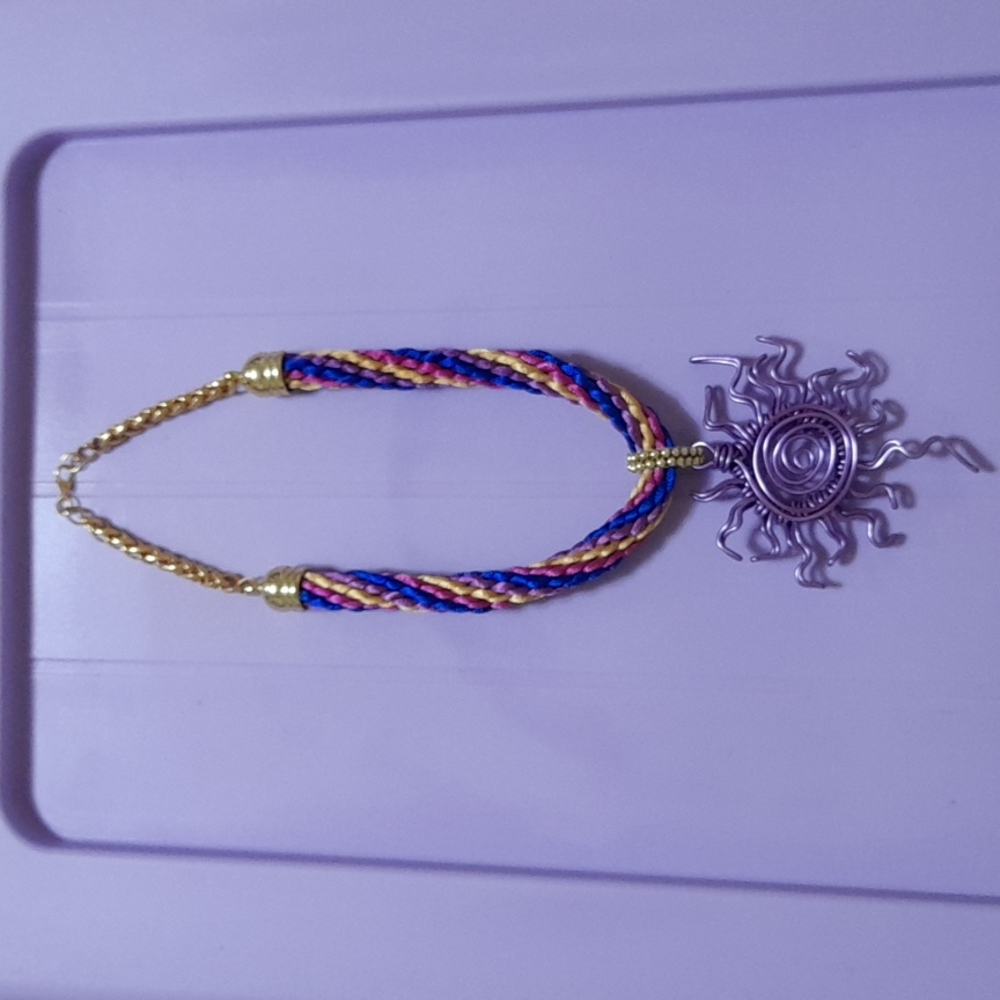 Kumihimo & Wire Sun Necklace